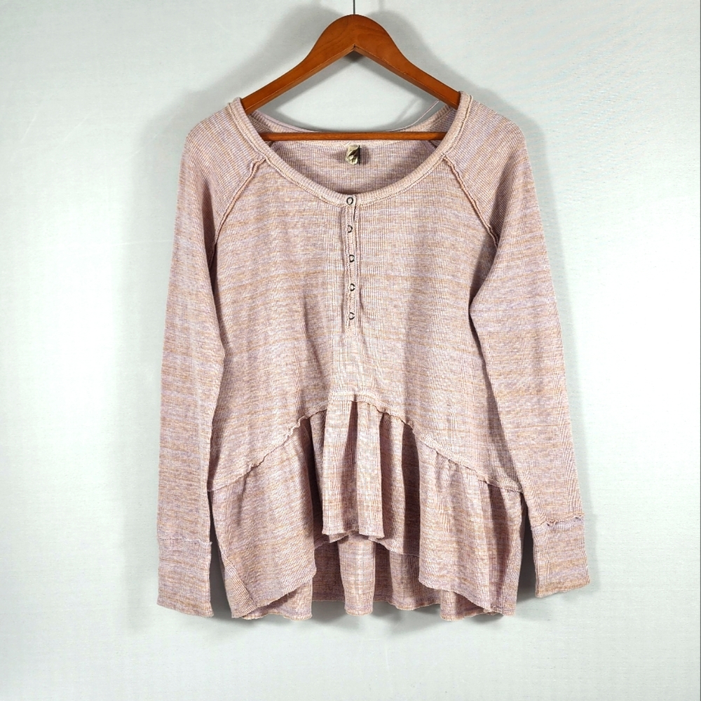 Free People We The Free Peplum Thermal Long Sleeve Top Size M